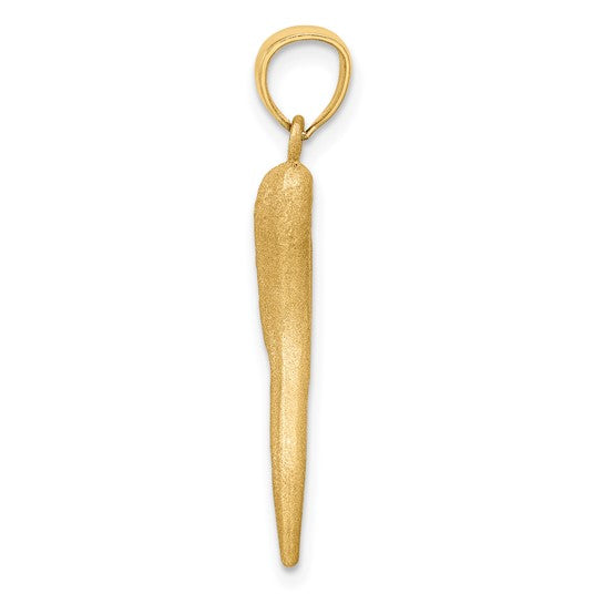 10K/14K Yellow/White Gold Diamond Cut Italian Horn Pendant