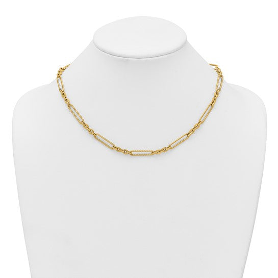 14K Yellow Gold Fancy Link Paperclip Necklace