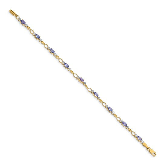 14K Yellow Gold Tanzanite & Diamond Jump Ring Bracelet