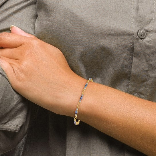 14K Yellow Gold Tanzanite & Diamond Jump Ring Bracelet