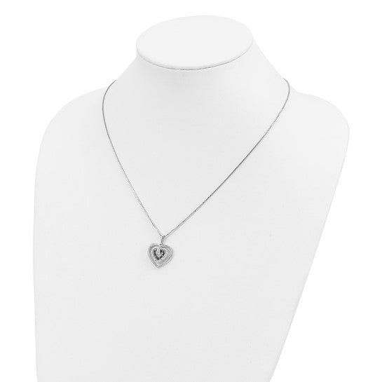 White Night White Gold Filled Sterling Silver Black & White Triple Heart Chain & Pendant Set