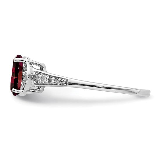 Sterling Silver Pave Natural Garnet & Diamond Ring