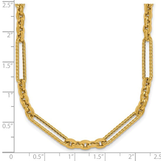 14K Yellow Gold Fancy Link Paperclip Necklace