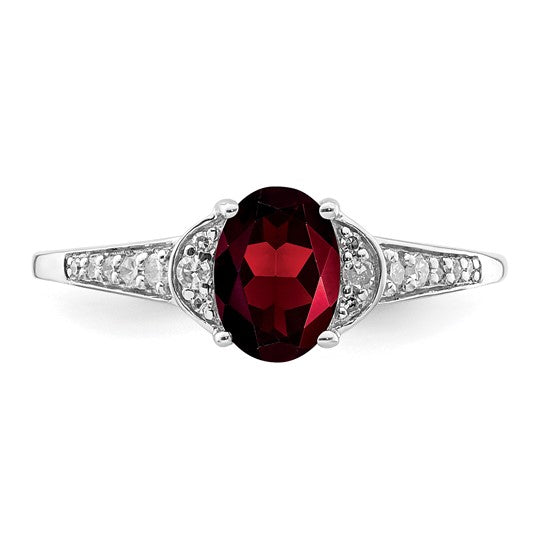 Sterling Silver Pave Natural Garnet & Diamond Ring