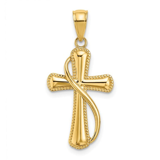 Latin Drape Cross 10K Gold Pendant
