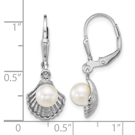 Sterling Silver Pearl Oyster Dangle Earrings