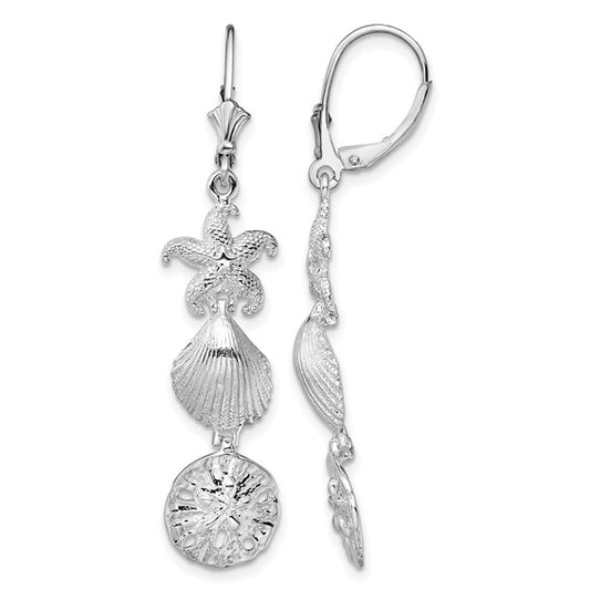 Sterling Silver Three Tier Sea Life Earrings