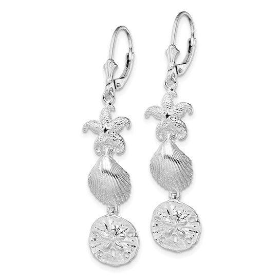 Sterling Silver Three Tier Sea Life Earrings