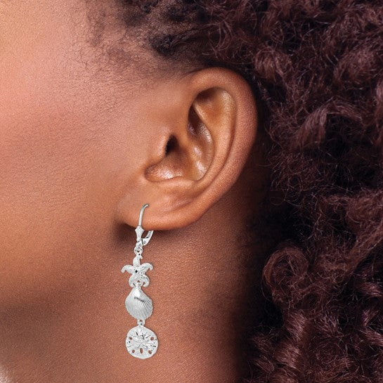 Sterling Silver Three Tier Sea Life Earrings