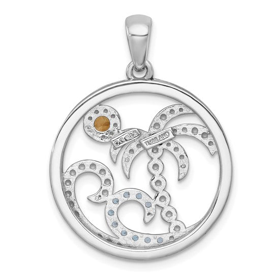 Sterling Silver Citrine & Blue Topaz Ocean Pendant