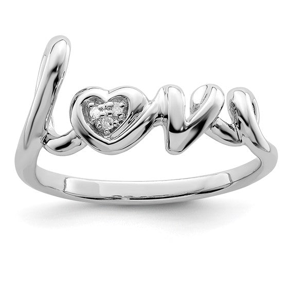 White Gold Filled Sterling Silver Love Ring Diamond