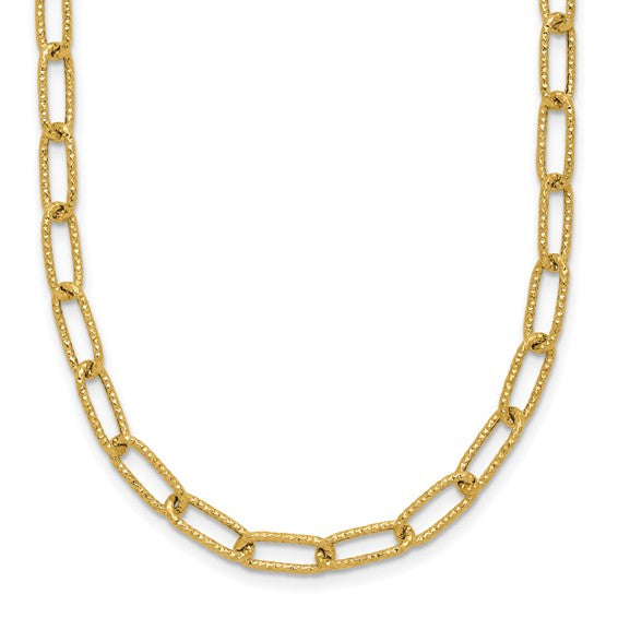 14K Yellow Gold Textured Paperclip Chain