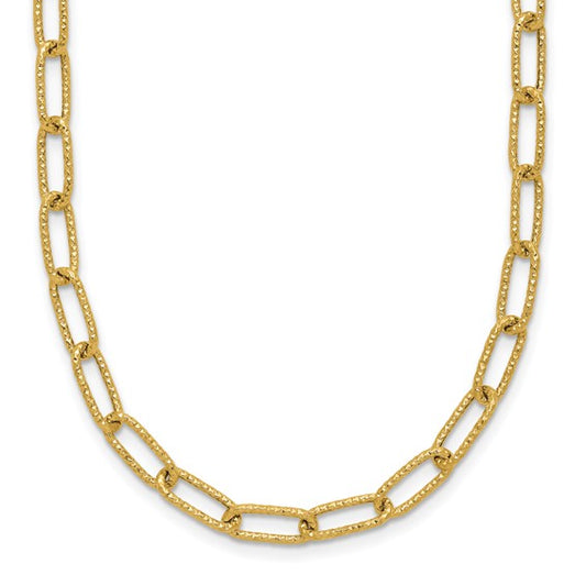 14K Yellow Gold Textured Paperclip Chain