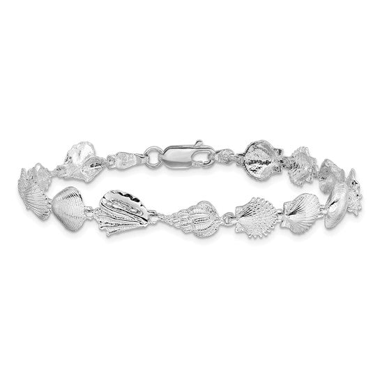 Sterling Silver Rhodium Plated  Shell Bracelet