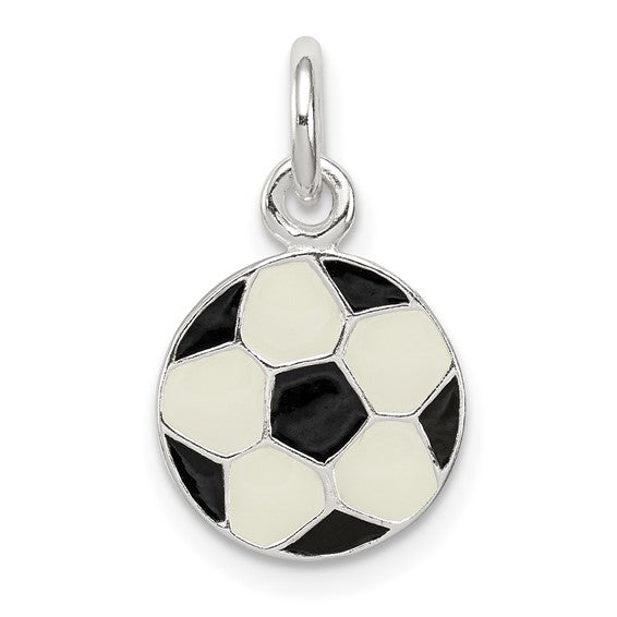 Sterling Silver Enameled Soccer Ball Pendant