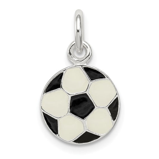 Sterling Silver Enameled Soccer Ball Pendant