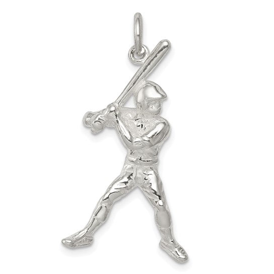 Sterling Silver Baseball Player Batter Pendant