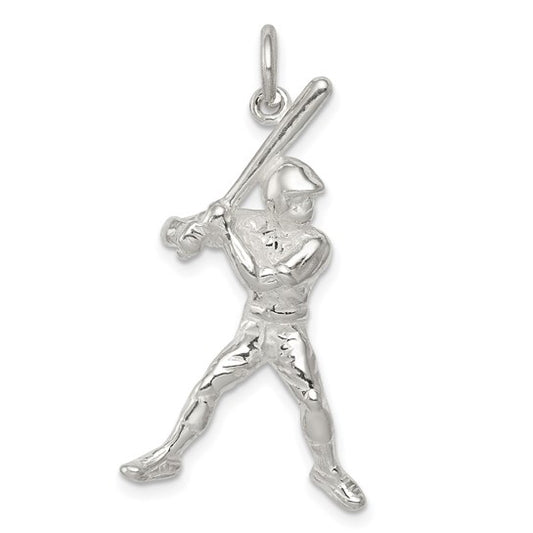 Sterling Silver Baseball Player Batter Pendant