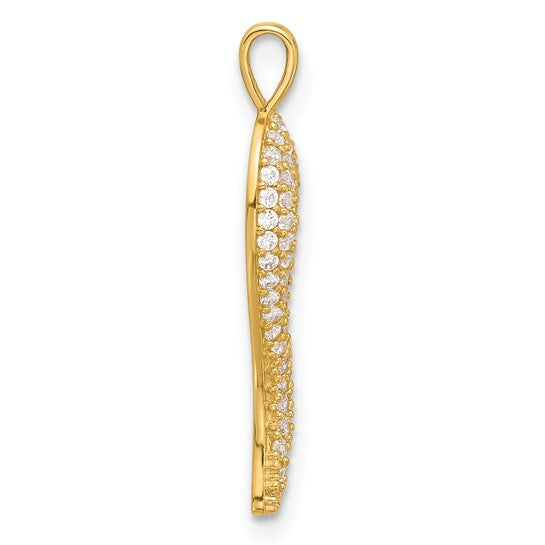14K Yellow Gold CZ Italian Horn Pendant