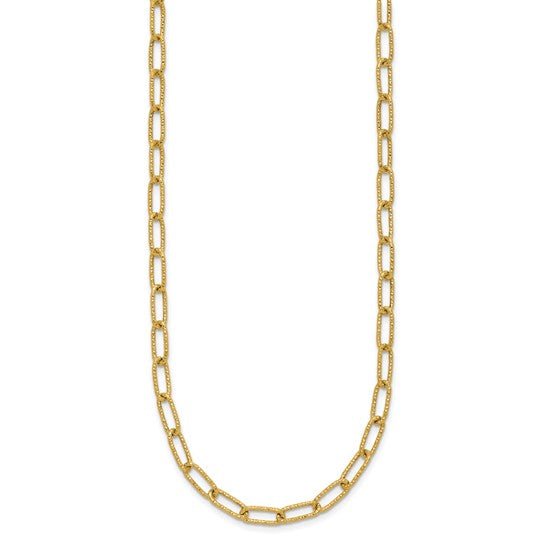 14K Yellow Gold Textured Paperclip Chain