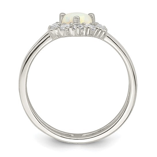 Sterling Silver Lab Created Opal CZ Heart Ring