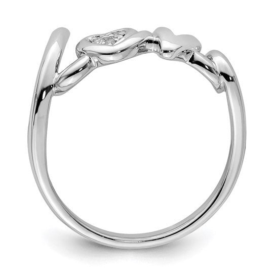 White Gold Filled Sterling Silver Love Ring Diamond