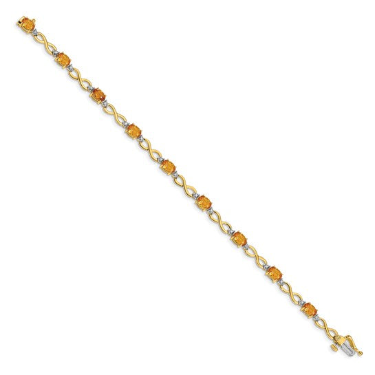 14K/10K Yellow/White Gold Natural Citrine & Diamond Infinity Bracelet