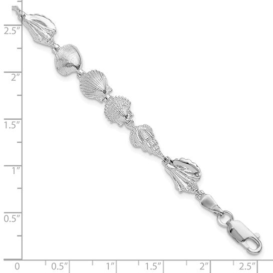 Sterling Silver Rhodium Plated  Shell Bracelet