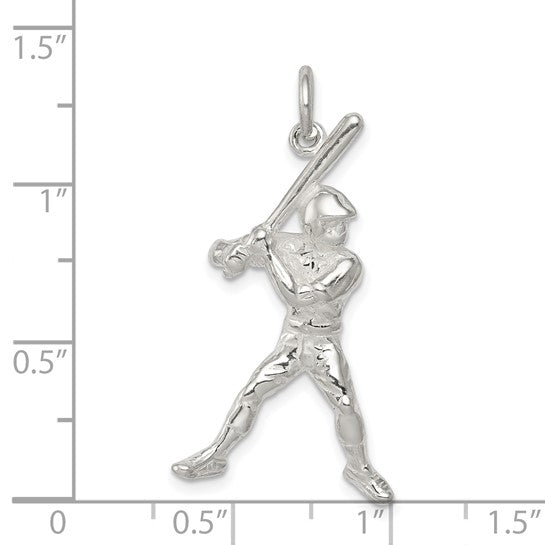 Sterling Silver Baseball Player Batter Pendant