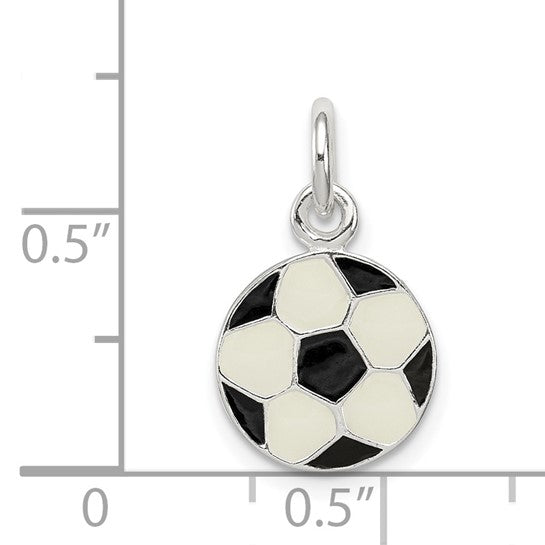 Sterling Silver Enameled Soccer Ball Pendant
