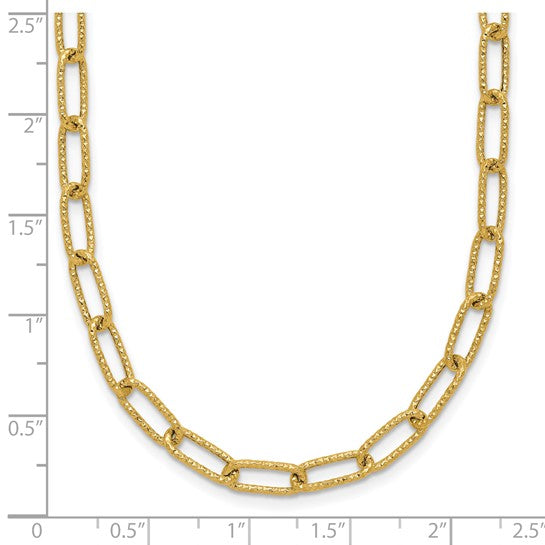 14K Yellow Gold Textured Paperclip Chain