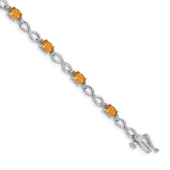 14K/10K Yellow/White Gold Natural Citrine & Diamond Infinity Bracelet