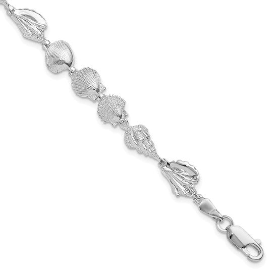 Sterling Silver Rhodium Plated  Shell Bracelet