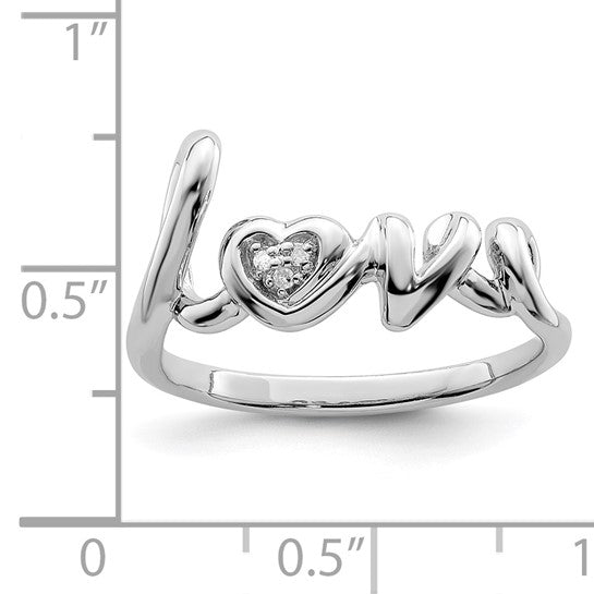 White Gold Filled Sterling Silver Love Ring Diamond