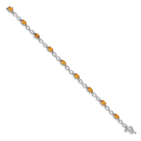 14K/10K Yellow/White Gold Natural Citrine & Diamond Infinity Bracelet