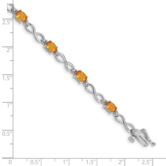 14K/10K Yellow/White Gold Natural Citrine & Diamond Infinity Bracelet