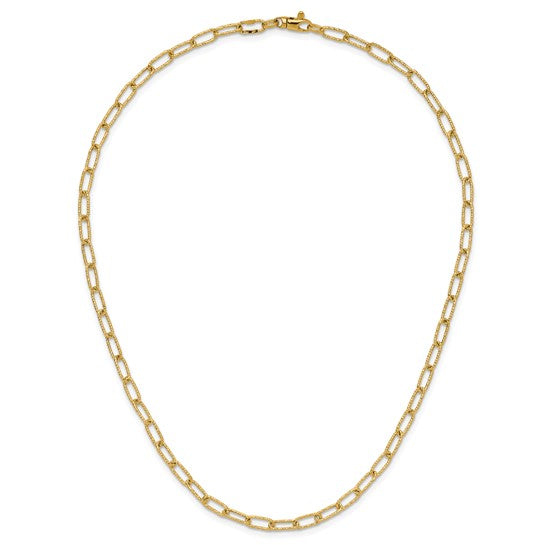 14K Yellow Gold Textured Paperclip Chain