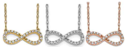 14K White/Rose/Yellow Gold 1/6 Carat Diamond Infinity Necklace