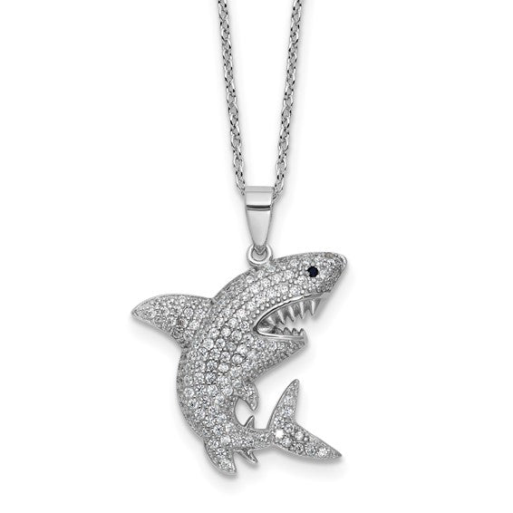 Sterling Silver Moissanite Shark Chain & Pendant