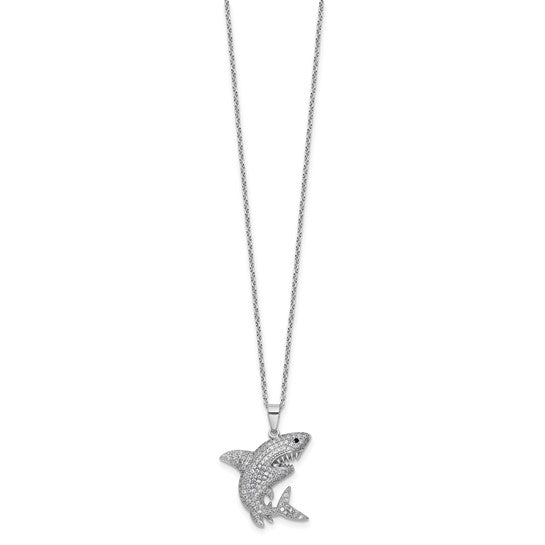 Sterling Silver Moissanite Shark Chain & Pendant