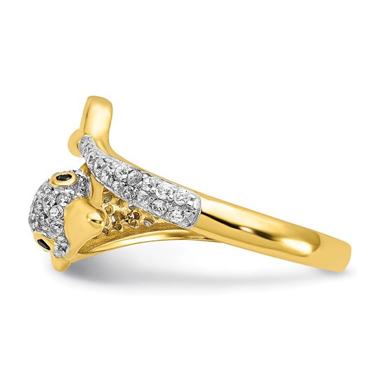 Sterling Silver 14K Gold Filled Moissanite Dolphin Ring