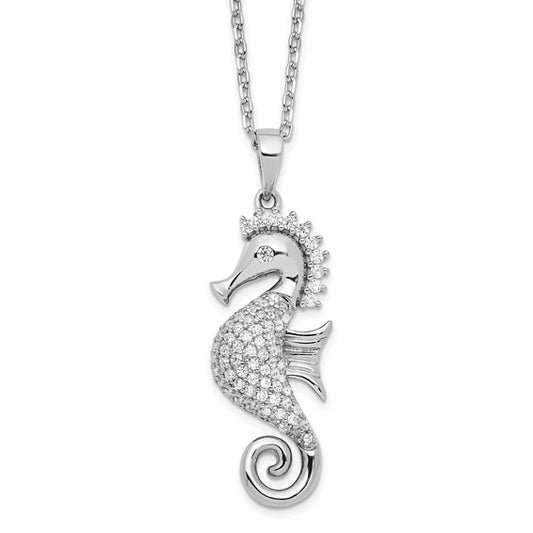 Sterling Silver Moissanite Seahorse Necklace & Pendant