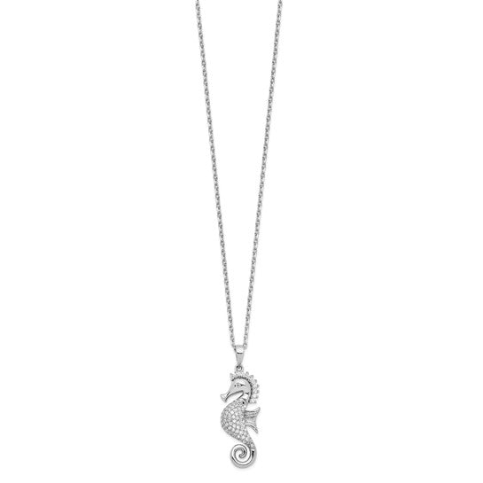 Sterling Silver Moissanite Seahorse Necklace & Pendant