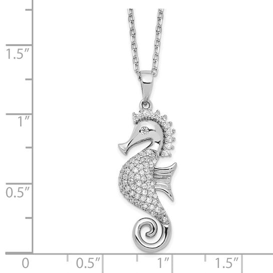 Sterling Silver Moissanite Seahorse Necklace & Pendant