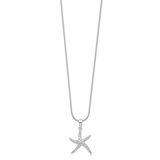 Sterling Silver Moissanite Start Fish Necklace & Pendant