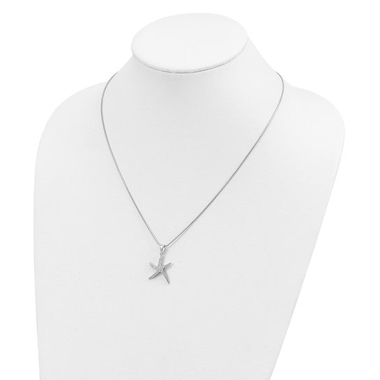 Sterling Silver Moissanite Start Fish Necklace & Pendant