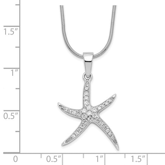 Sterling Silver Moissanite Start Fish Necklace & Pendant