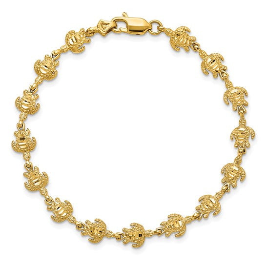 14K Yellow Gold Sea Turtle Bracelet