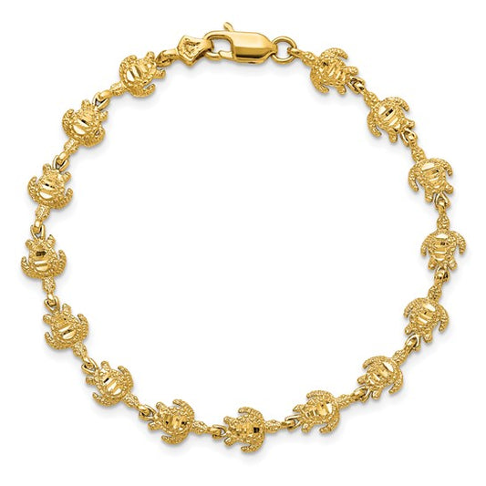 14K Yellow Gold Sea Turtle Bracelet
