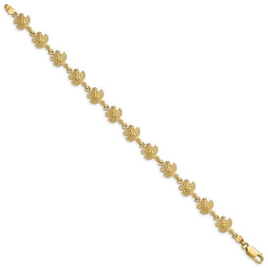 14K Yellow Gold Sea Turtle 8.5" Bracelet
